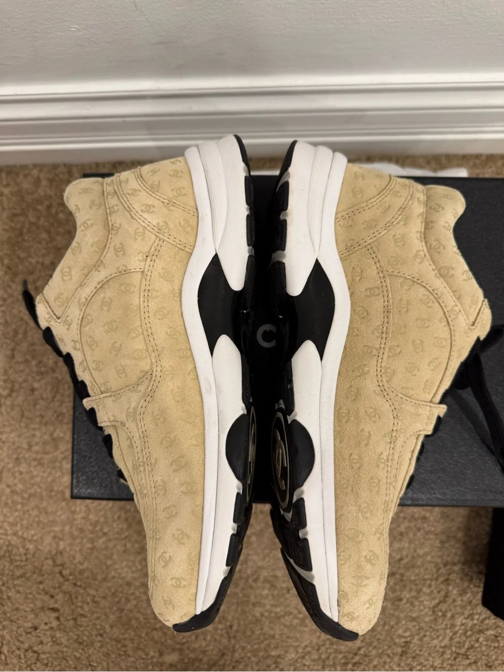 CHANEL beige suede